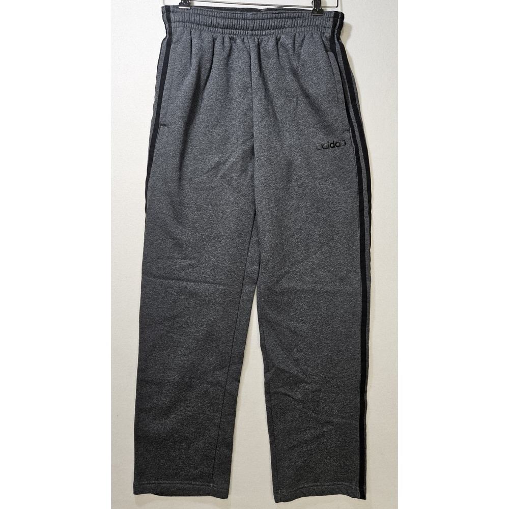 Adidas 3-Stripe Straight Leg Fleece Pants, Heather Gray/Black, Men's Sz MD, EUC!